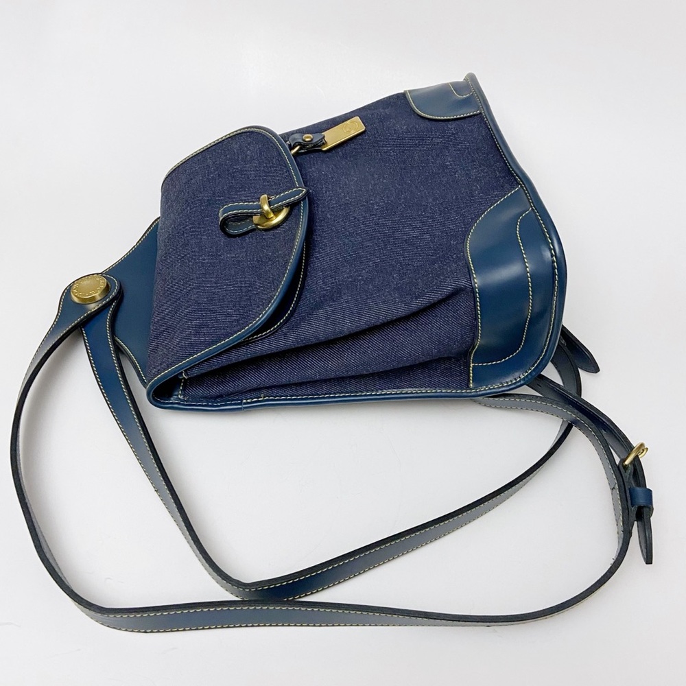 Vintage Dooney & Bourke Blue Denim Leather Backpack - Picture 3 of 11